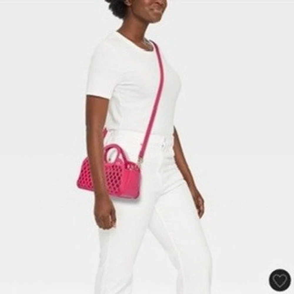 A New Day Jelly Mini Cage Tote Crossbody Bag Womens OS Magenta Pink NWT